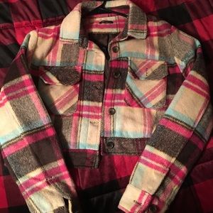 Wild fable cropped flannel coat size S.